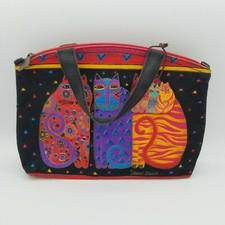 LAUREL BURCH Lunch Tote Canvas Bag Feline Friends Cats Detach.