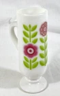 Vintage Avon Dutch Treat Demi-Cup Footed Milk Glass Pink Bud Vase 5”
