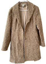 Papillon Los Angeles Women's Coat Jacket Ruffle Embroidery Beige Long Sleeve