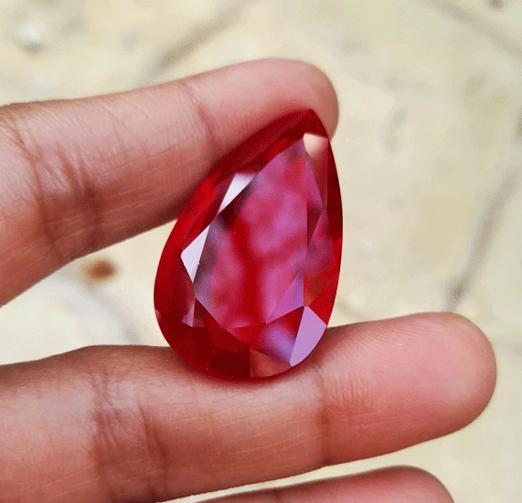 32x18mm. 47.5cts. PEAR CORUNDUM BLOOD RED RUBY LOOSE GEMs EXCELLENT CUT AAA+ - Image 4 of 4