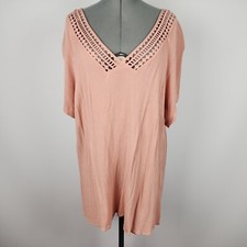 Autograph Top Womens Plus Size 20 Pink Short Sleeve V-Neck Viscose