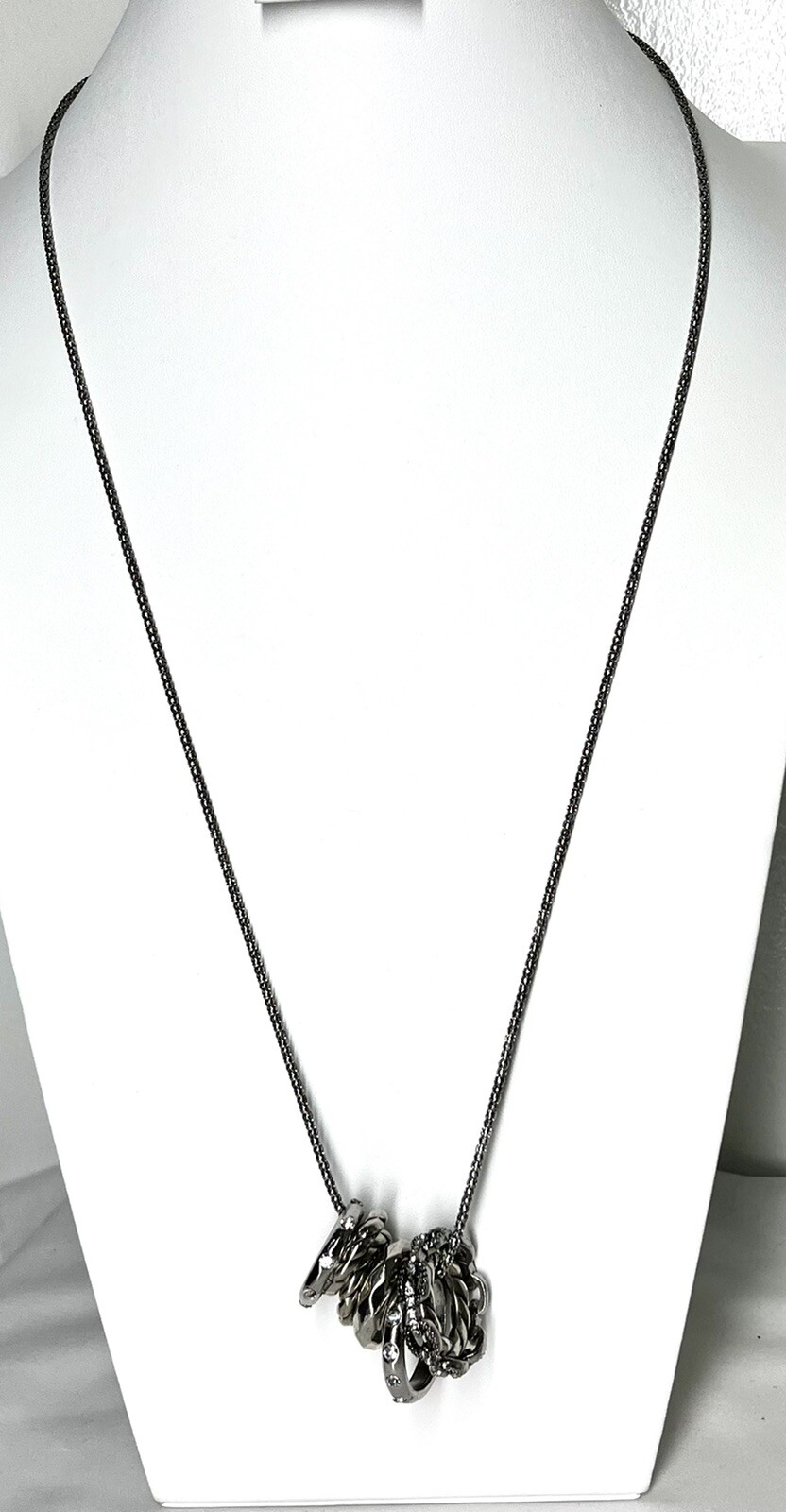 Silver Tone Cluster Circular Elements Chain State… - image 4