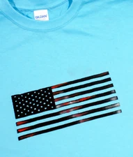 American Flag  On Blue  -  Tee-Shirt   - Multiple Sizes