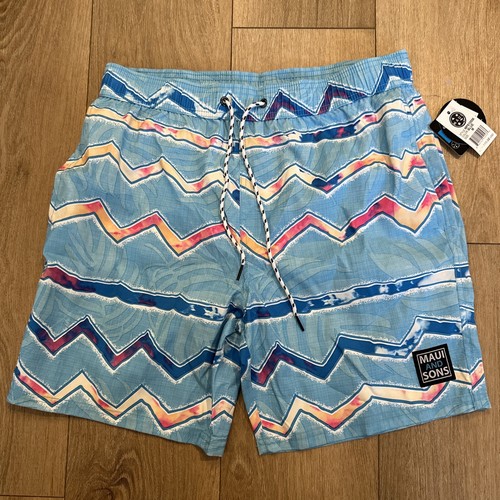 Mau And Sons Swim Trunks Men’s Surf Colorful Fun Medium Mesh Lined NEW