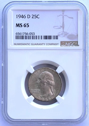 1946-D 25C Washington Quarter Dollar NGC Graded MS65  *053