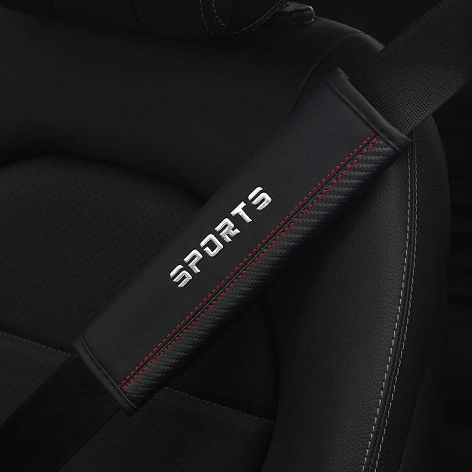 1PC Carbon Fiber Leather SPORTS Car Seat Belt Shoulder Cover Insurance