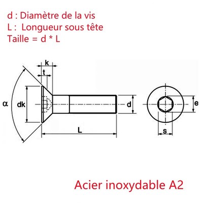 Vis Inox A2 Tête Fraisée FHC - Du M4 Au M8, Longueurs 30 à 60 Mm - Lot De 5 à 50 Pièces - Neuf