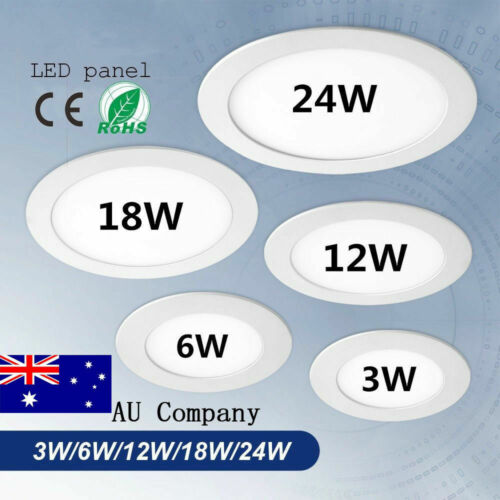 1-30x 6W 12W 18W 24W LED Recessed Ceiling Panel Light Round Downlight Flat Lamp - Picture 1 of 11