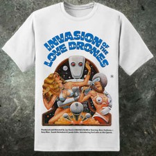 Invasion Of The Love Drones Mens T Shirt Retro B Movie 70s 80s