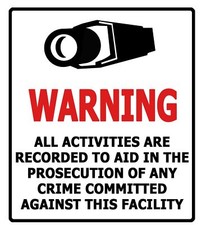 Warning Camera Sign Sticker Decal cctv recording