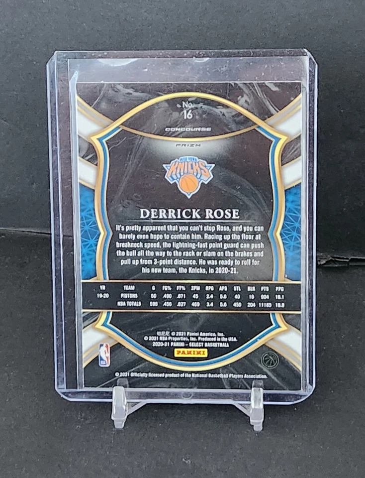 Derrick Rose Card Blue Concourse 2020-21 Panini Select Basketball #16 Knicks NBA - Image 2 of 2