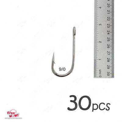 30pcs Fish WOW 9/0 Fishing 6X strong Open eye Siwash hook hi-carbon steel nickel