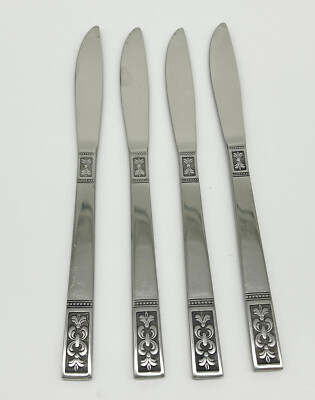 4 VTG Customcraft Stainless CUS3 Fleur De Lis Knives Knife Korea Silverware MC