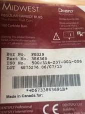 Dentsply Sirona Midwest Carbide Burs FG 329 , Friction Grip 100 ct  386369