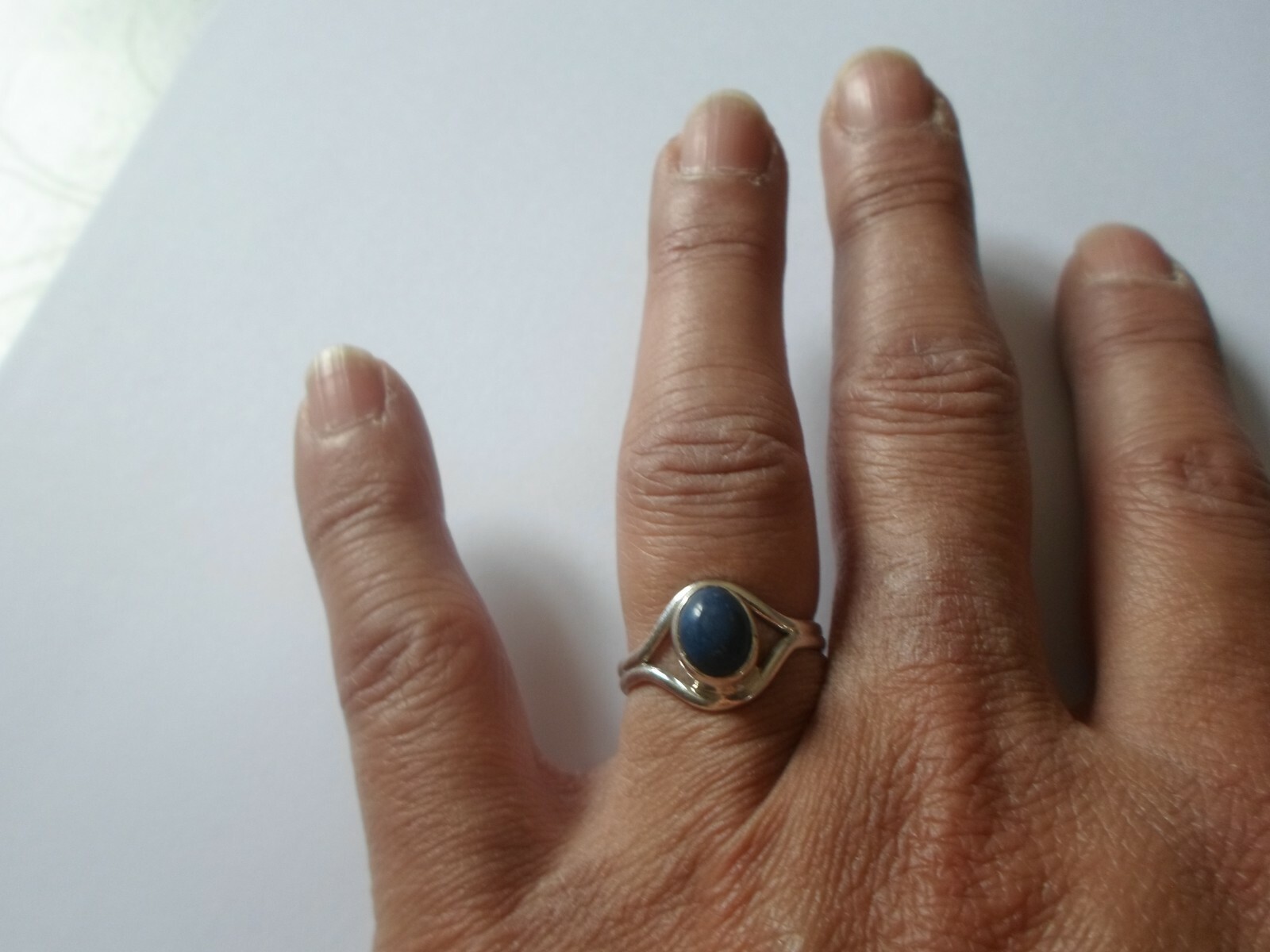 solid silver ring, dark blue cabochon, size 52 - image 3