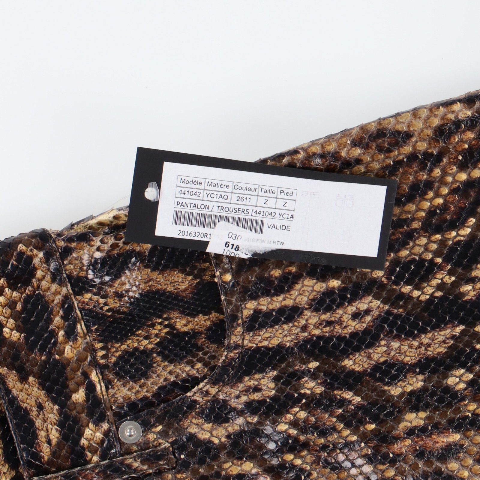 Pantaloni in vera pelle di pitone Saint Laurent Paris 1 di 1 taglia W28 skinny FW16