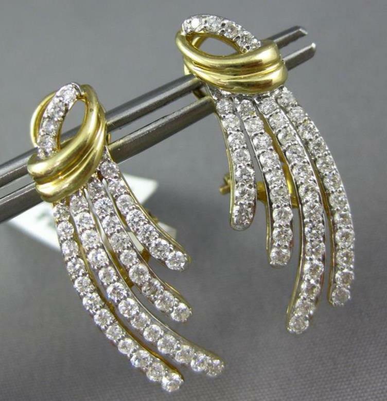 FILA 1.0CT DIAMOND 14KT YELLOW G MULTI ROW LEAF LOVE KNOT HANGING CLIP ON EARRINGS