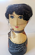 Vintage Clover Lane Black Velvet Hat w/black Sequins/Lace  Vail/Stretchable