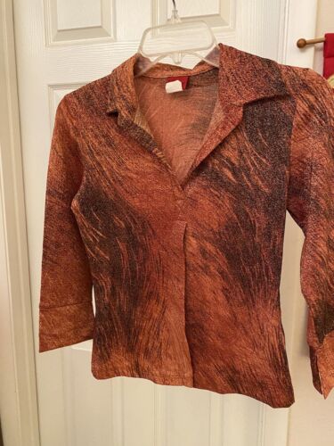 Rostbraune Glitzerbluse Gr. M