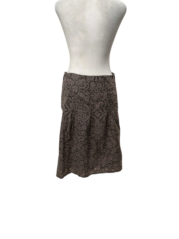 Falda H&M 2 Tonos Marrón Estampado Cachemira/Floral Plisada 100% Algodón Cremallera Lateral Talla 6 Foto 4 de 4