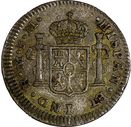 Mexico SPANISH COLONY Charles IV Silver 1790 Mo FM 1/2 Real XF Toning KM# 70 (7) - Afbeelding 3 van 3