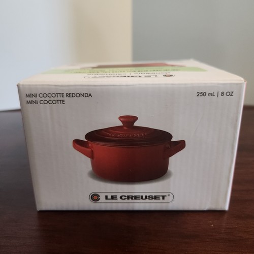 NEW LE CREUSET Red MINI Round Redonda COCOTTE 8oz 250ml Stoneware PG1160-0867 - Picture 8 of 11