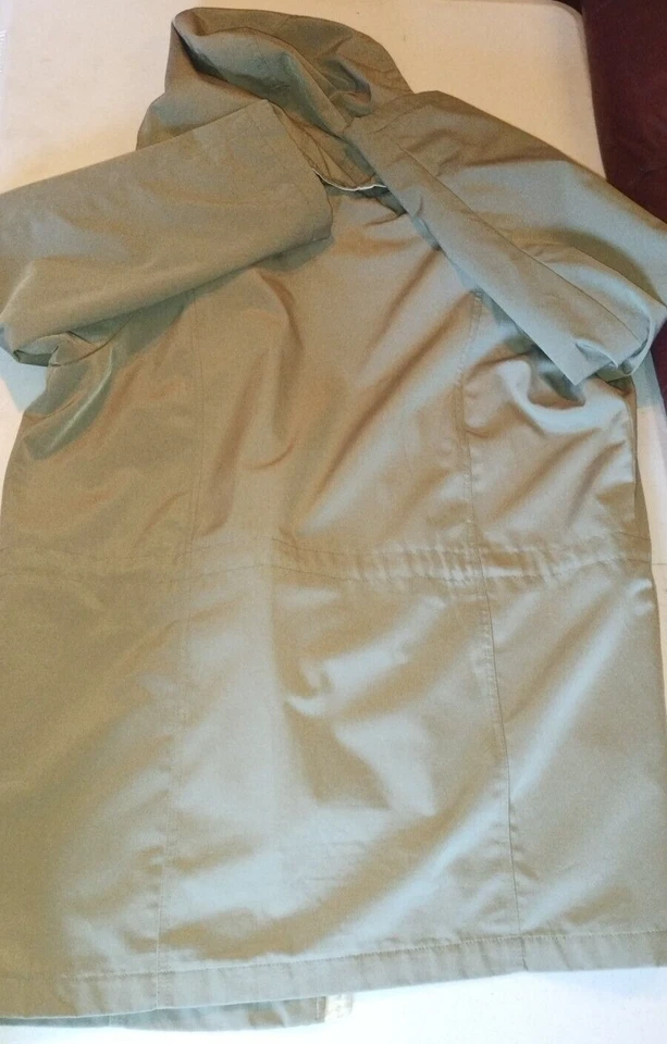 Abrigo de lluvia vintage Liz Claiborne verde menta/beige talla capucha extraíble invierno Foto 2 de 4