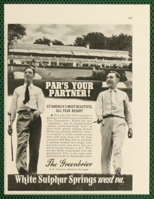 The Greenbriar Golf Resort White Sulphur Springs WV Vintage Print Ad 1941