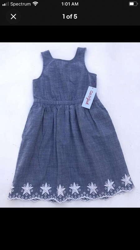 NWT CAT & JACK Dress Cotton Twist Back Embroidered Stars ⭐️ Blue Girl’s Sz 8