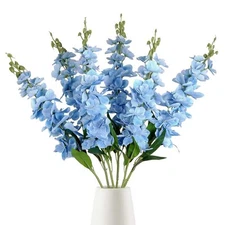 Blue Delphinium Artificial Flowers6PCS Faux Snapdragon Flowers 33" Silk Larks...