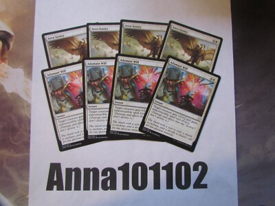 Adamant Will x4 and Aven Sentry 4x, Dominaria White MTG