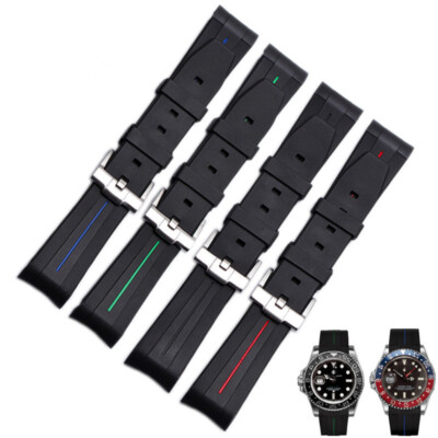Premium Soft rubber Silicone Watch Strap Band Sport Waterproof for Rolex 20/21mm