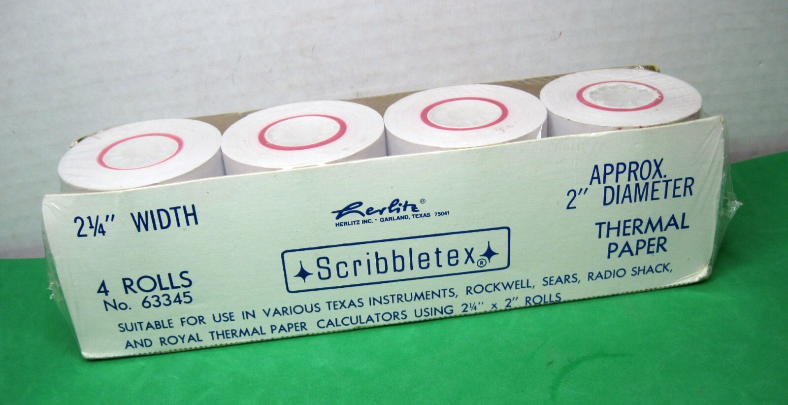 Pack of 4 Scribbletex Calculator Thermal Paper Rolls 2 1/4