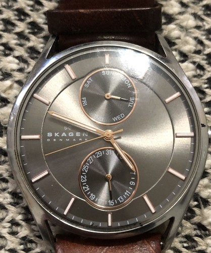 Skagen Holst Men's Watch with Brown Leather Band SKW6086 New Battery - Picture 4 of 9