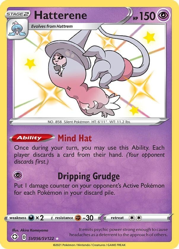 Hatterene - SV056/SV122 - Pokemon Shining Fates Sword Shield Shiny Rare Card NM