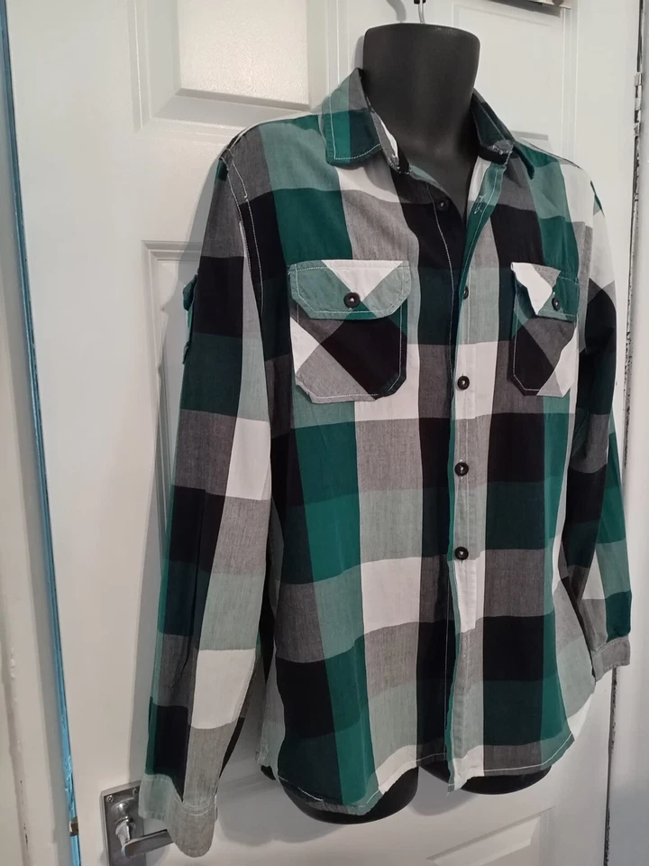 Mens Blue Inc Size L Large Green Mix Long Sleeve Smart Casual Work Shirt - Image 2 of 4