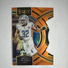 Panini 2023 Select Brian Branch #135 Orange Prizm RC Die-Cut /399 Lions