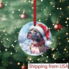 Personalized Brown Pit Bull Pet Dog Christmas Tree Ornament
