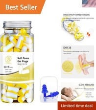 38dB Noise Reduction Foam Ear Plugs for Sleeping   60 Pairs, Ergonomic Comfort