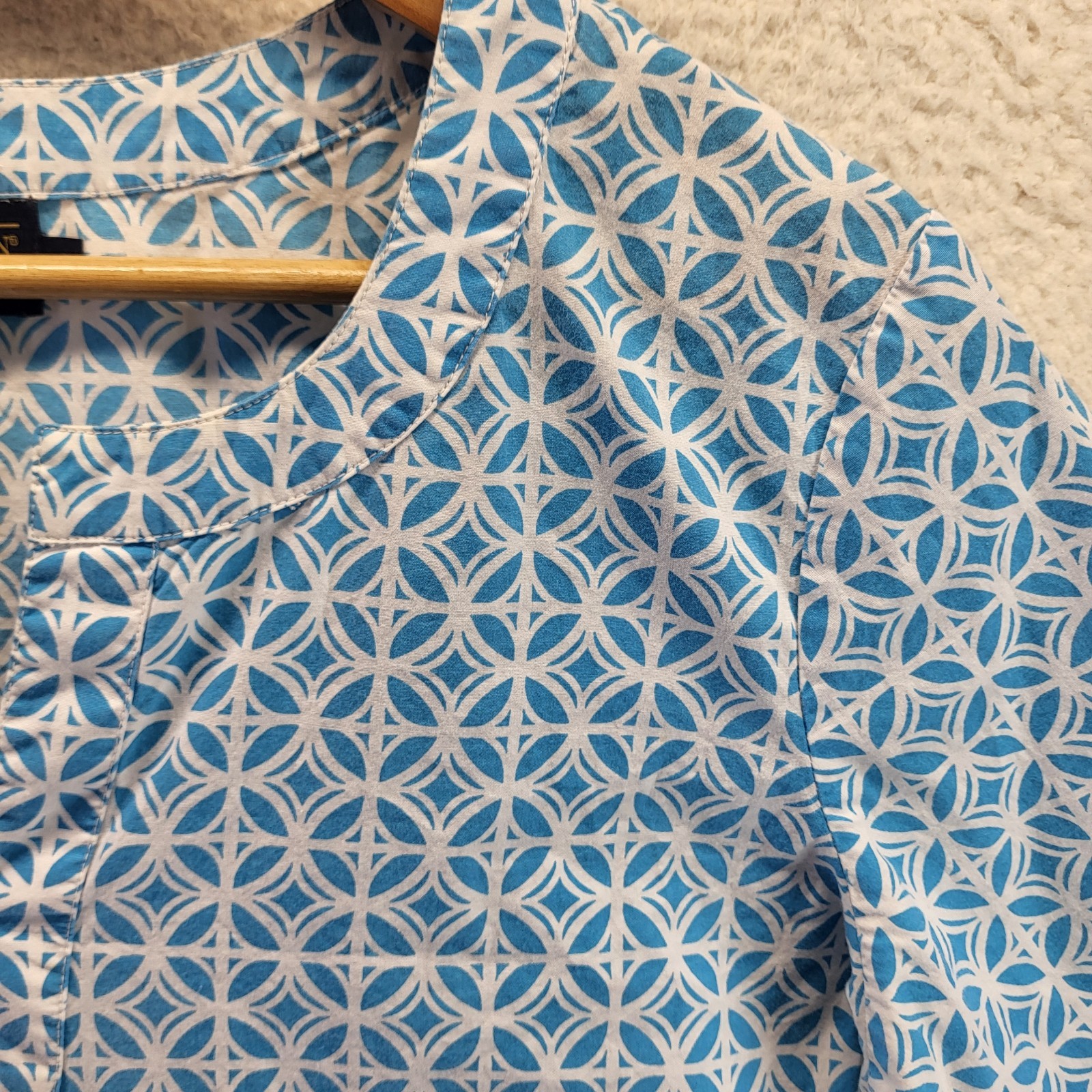 Pendleton Blouse Womens Large Blue Geometric Pull… - image 4