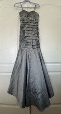 Gray Women’s S Regular Long Ball Gown/Mermaid Dress Strappy Tie Ruffle