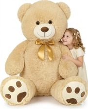 Giant Teddy Bear Stuffed Animal, 39" Large Tan Teddy Bear Plush Toy with Cute...