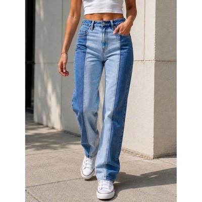PacSun Womens Two Tone Panel Jeans Size 26 High Rise 90s Streetwear Denim Casual