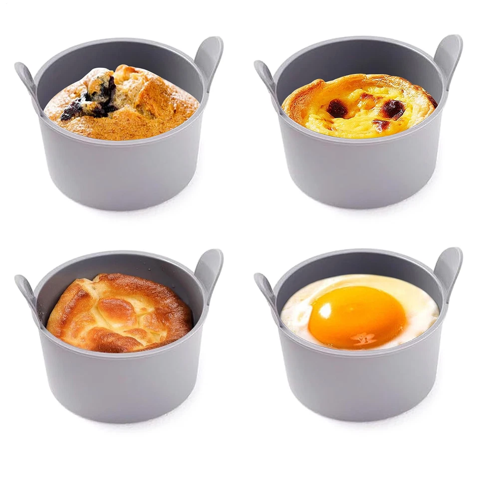 Egg Poacher Silicone Cup 4pc Set Microwave & Stovetop Boiler Safe Poached Eggs - Image 2 of 4
