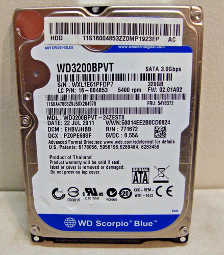 WD Scorpio Blue -WD3200BPVT SATA 3.0Gbps -320GB-Festplatte (gebraucht aus Umbau