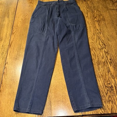 Vtg Bugle Boy Pants 80s 90s Tapered Leg Blue Mens 34x31 Front Seam Detail Preppy