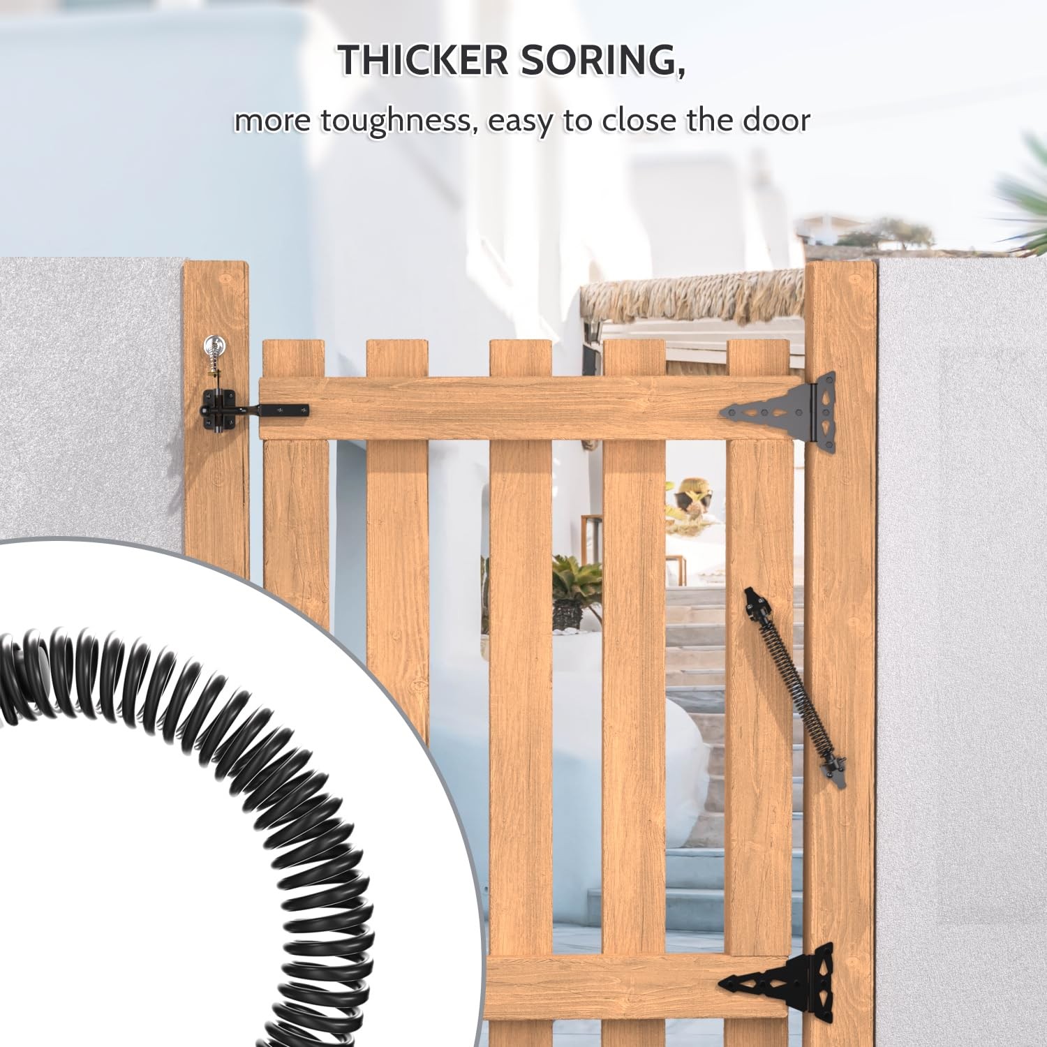 JZVXX 14-Inch Self Closing Gate Spring, Gate Closer, Gate Latch Spring with A...