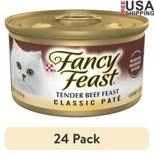 Grain Free Pate Wet Cat Food Tender Beef Feast 3oz Can 24 Pack High Protein New 6.90 per gallon