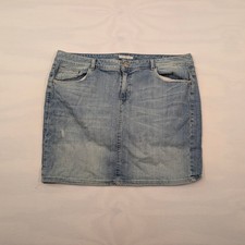 Tommy Hilfiger Denim Jean Skirt Y2K VTG 90s Womens SZ 14 Distressed Pockets Mini
