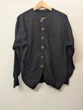 Vintage Black Embellished Button Cardigan Jewel Buttons Soft Knit Womens Size L